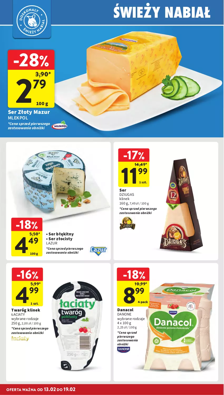 Gazetka promocyjna Intermarche - Gazetka Intermarche - ważna 13.02 do 19.02.2025 - strona 24 - produkty: Danone, Lazur, Ser, Twaróg, Złoty Mazur