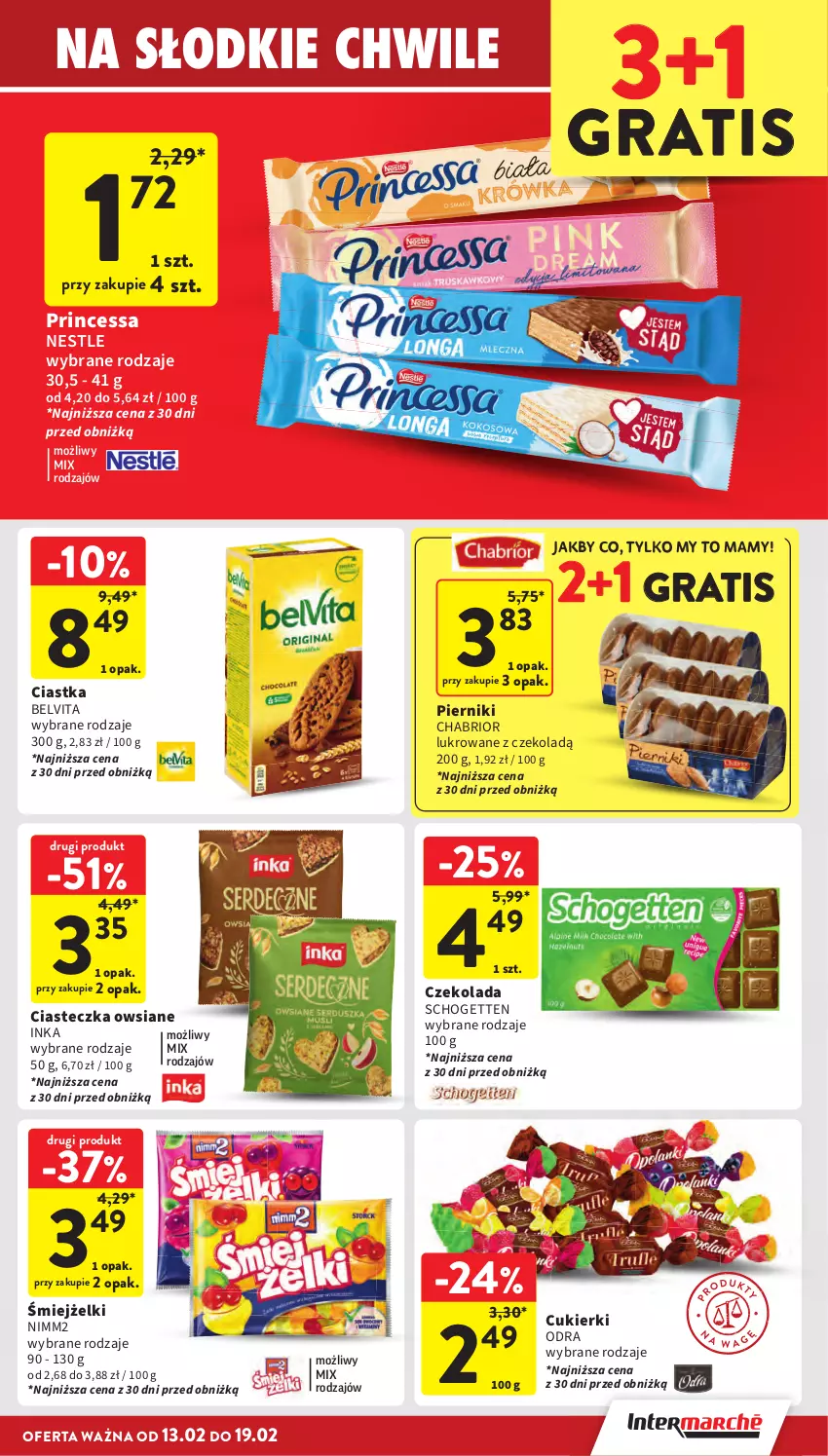 Gazetka promocyjna Intermarche - Gazetka Intermarche - ważna 13.02 do 19.02.2025 - strona 27 - produkty: BelVita, Chabrior, Ciastka, Cukier, Cukierki, Czekolada, Gra, Inka, Nimm2, Piernik, Princessa, Schogetten