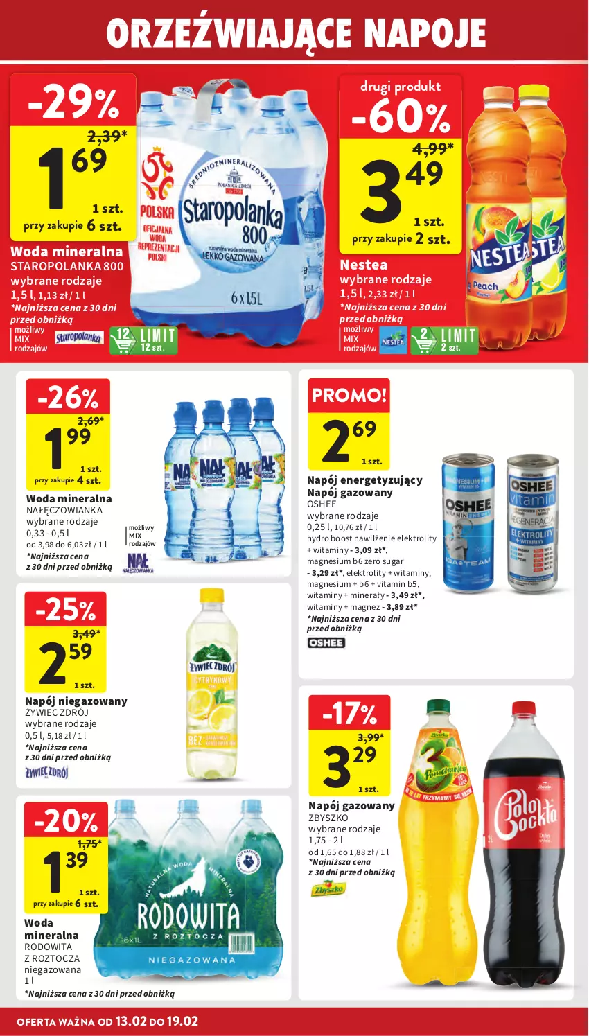 Gazetka promocyjna Intermarche - Gazetka Intermarche - ważna 13.02 do 19.02.2025 - strona 30 - produkty: Magnez, Nałęczowianka, Napój, Napój gazowany, Napój niegazowany, Napoje, Nestea, Oshee, Staropolanka, Woda, Woda mineralna