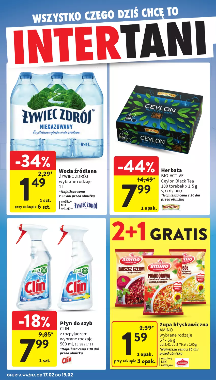 Gazetka promocyjna Intermarche - Gazetka Intermarche - ważna 13.02 do 19.02.2025 - strona 38 - produkty: Clin, Gra, Herbata, Lack, LANA, Płyn do szyb, Woda, Zupa