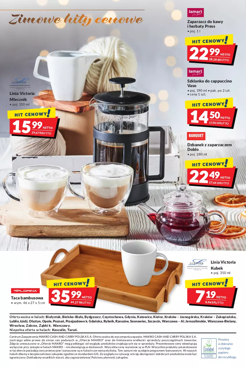 Gazetka promocyjna Makro - [Oferta specjalna] Zimowa moc smaków - ważna 25.01 do 07.02.2022 - strona 8 - produkty: Cappuccino, Dzbanek, Gra, Kosz, Kubek, Papier, Piec, Rum, Sos, Szal, Szklanka, Taca, Zaparzacz, Zaparzacz do kawy