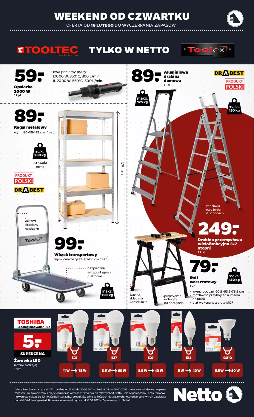 Gazetka promocyjna Netto - Dziecięce inspiracje - ważna 15.02 do 28.02.2021 - strona 8 - produkty: Drabina, Opalarka, Piec, Por, Regał, Regał metalowy, Sport, Stół, Stół warsztatowy, Top, Tran, Uchwyty, Wózek, Wózek transportowy