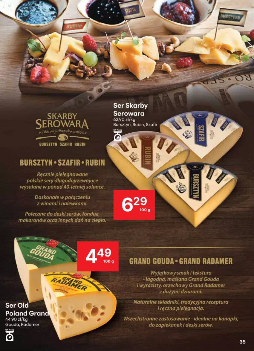 Gazetka promocyjna Delikatesy Centrum - Katalog LADA w Delikatesach Centrum od 19 sierpnia! 19.08-01.09.2024 - ważna 19.08 do 01.09.2024 - strona 35 - produkty: Bursztyn, Fondue, Gouda, Gra, LANA, Makaron, Radamer, Rubin, Ser, Solan