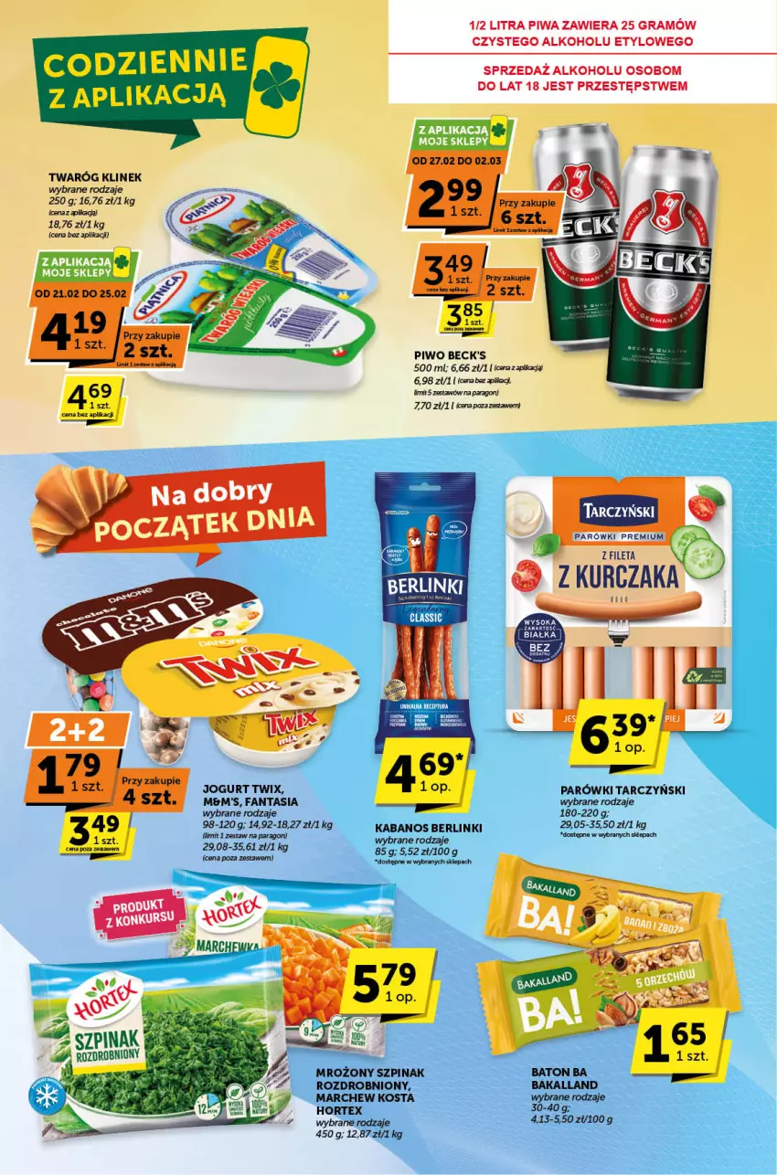 Gazetka promocyjna ABC - ważna 20.02 do 04.03.2025 - strona 2 - produkty: Berlinki, Fa, Fanta, Gra, Hortex, Jogurt, Kabanos, Kurczak, Parówki, Piwa, Piwo, Szpinak, Tarczyński, Twaróg, Twix