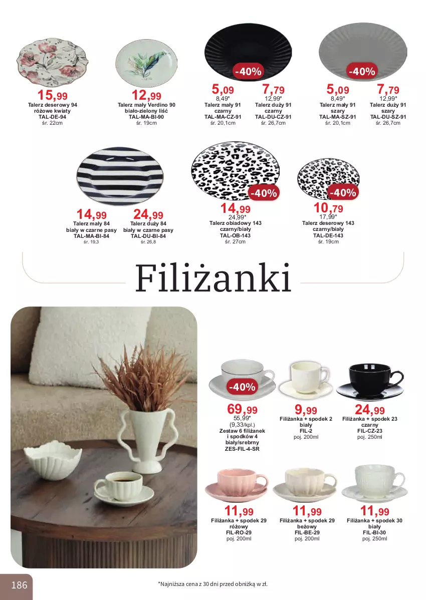 Gazetka promocyjna Bodzio - ważna 01.10 do 31.12.2025 - strona 186 - produkty: Deser, Filiżanka, Ser, Talerz, Talerz deserowy, Talerz obiadowy