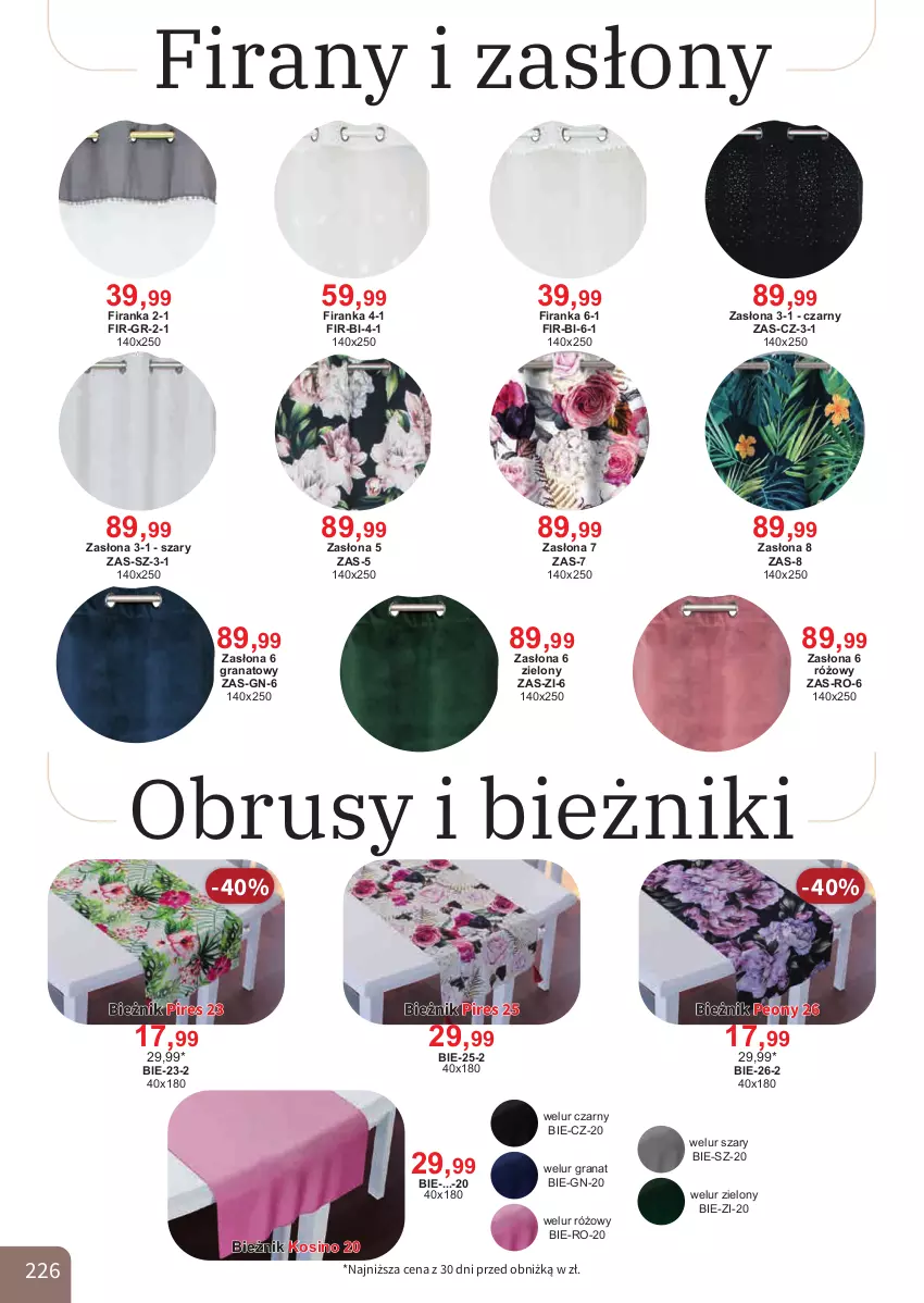 Gazetka promocyjna Bodzio - ważna 01.10 do 31.12.2025 - strona 226 - produkty: Bieżnik, Gra, Granat, Obrus, Zasłona