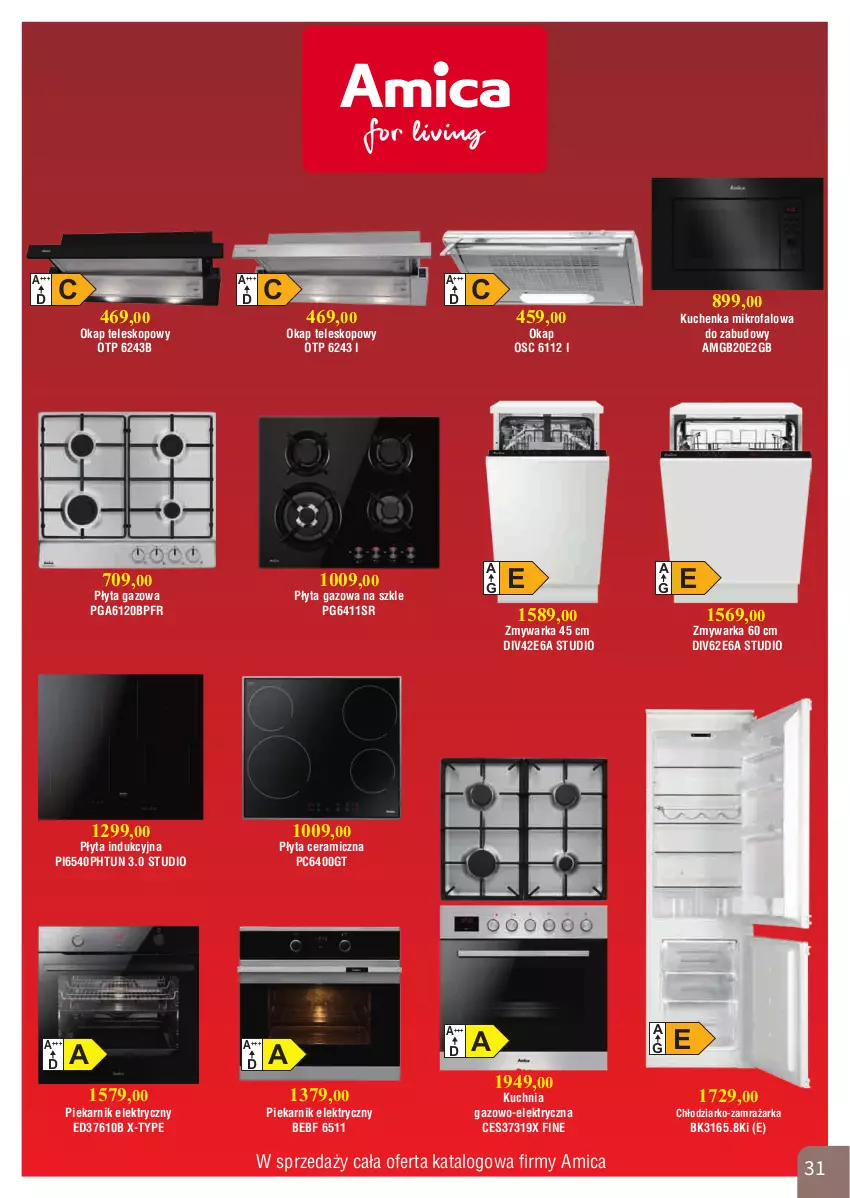 Gazetka promocyjna Bodzio - ważna 01.10 do 31.12.2025 - strona 31 - produkty: Amica, Fa, Kuchenka mikrofalowa, Kuchnia, Kuchnia gazowo-elektryczna, Okap, Piekarnik, Płyta, Płyta indukcyjna, Teleskop, Warka, Zamrażarka, Zmywarka