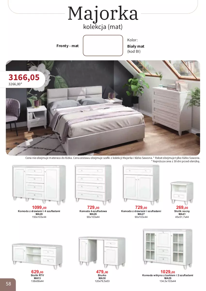 Gazetka promocyjna Bodzio - ważna 01.10 do 31.12.2025 - strona 58 - produkty: Biurko, Drzwi, Komoda, Materac, Moda, Orka, Stolik, Stolik nocny, Tera, Witryna