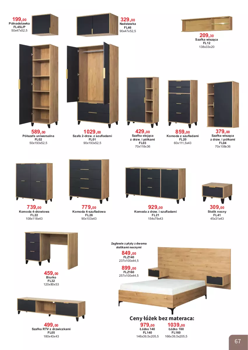 Gazetka promocyjna Bodzio - ważna 01.10 do 31.12.2025 - strona 67 - produkty: Biurko, Drzwi, Fa, Komoda, Materac, Moda, Półka, Półszafa, Stolik, Stolik nocny, Szafa, Szafka, Tera