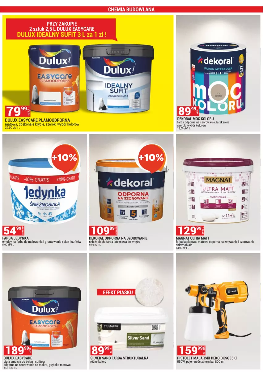 Gazetka promocyjna Merkury Market - ważna 01.04 do 30.04.2023 - strona 11 - produkty: Dekoral, Dulux, Emulsja, Fa, Farba lateksowa, Grunt, LANA, Pistolet, Por