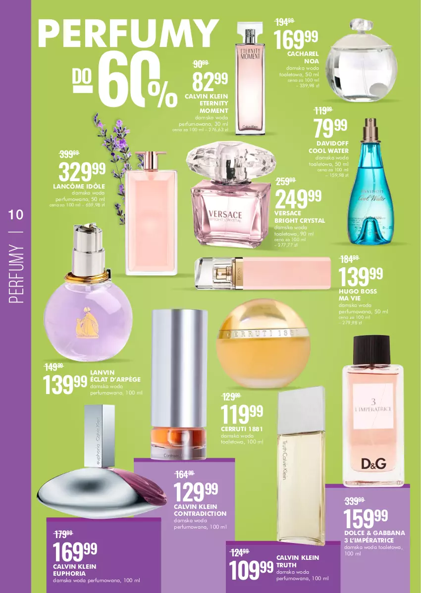 Gazetka promocyjna Super Pharm - Gazetka - ważna 22.07 do 10.08.2022 - strona 10 - produkty: Cacharel, Calvin Klein, Cerruti, Davidoff, Hugo Boss, Lancôme, Lanvin, Perfum, Versace