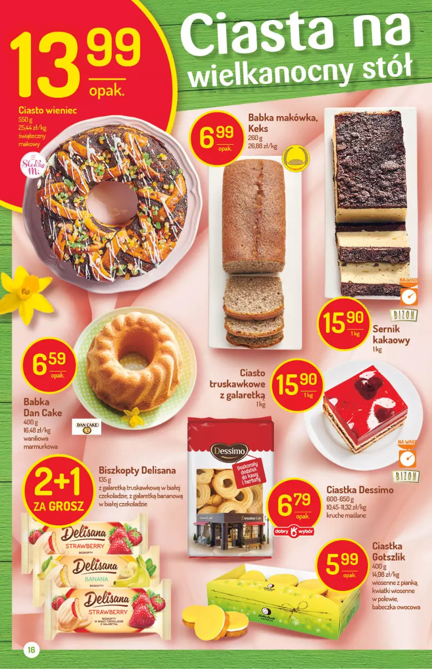 Gazetka promocyjna Delikatesy Centrum - Gazetka Delikatesy Centrum - ważna 24.03 do 29.03.2021 - strona 16 - produkty: Babka, Biszkopty, Ciastka, Dan Cake, Gala, Isana, Kakao, Ser