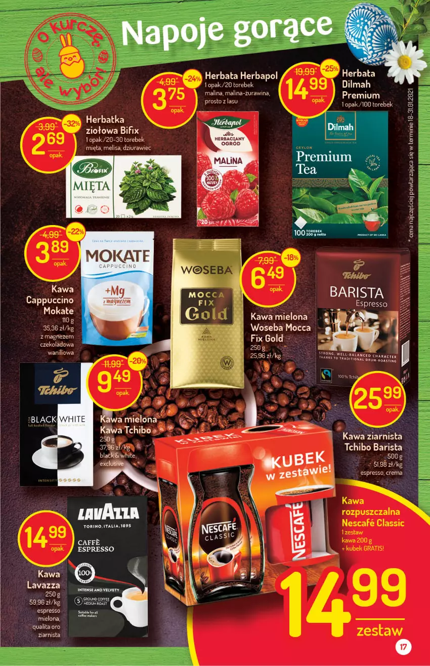 Gazetka promocyjna Delikatesy Centrum - Gazetka Delikatesy Centrum - ważna 24.03 do 29.03.2021 - strona 17 - produkty: Cappuccino, Dilmah, Kawa, Kawa mielona, Kawa ziarnista, Koc, Lavazza, Mięta, Napoje, Rum, Ryż, Tchibo, Tchibo Barista, Woseba