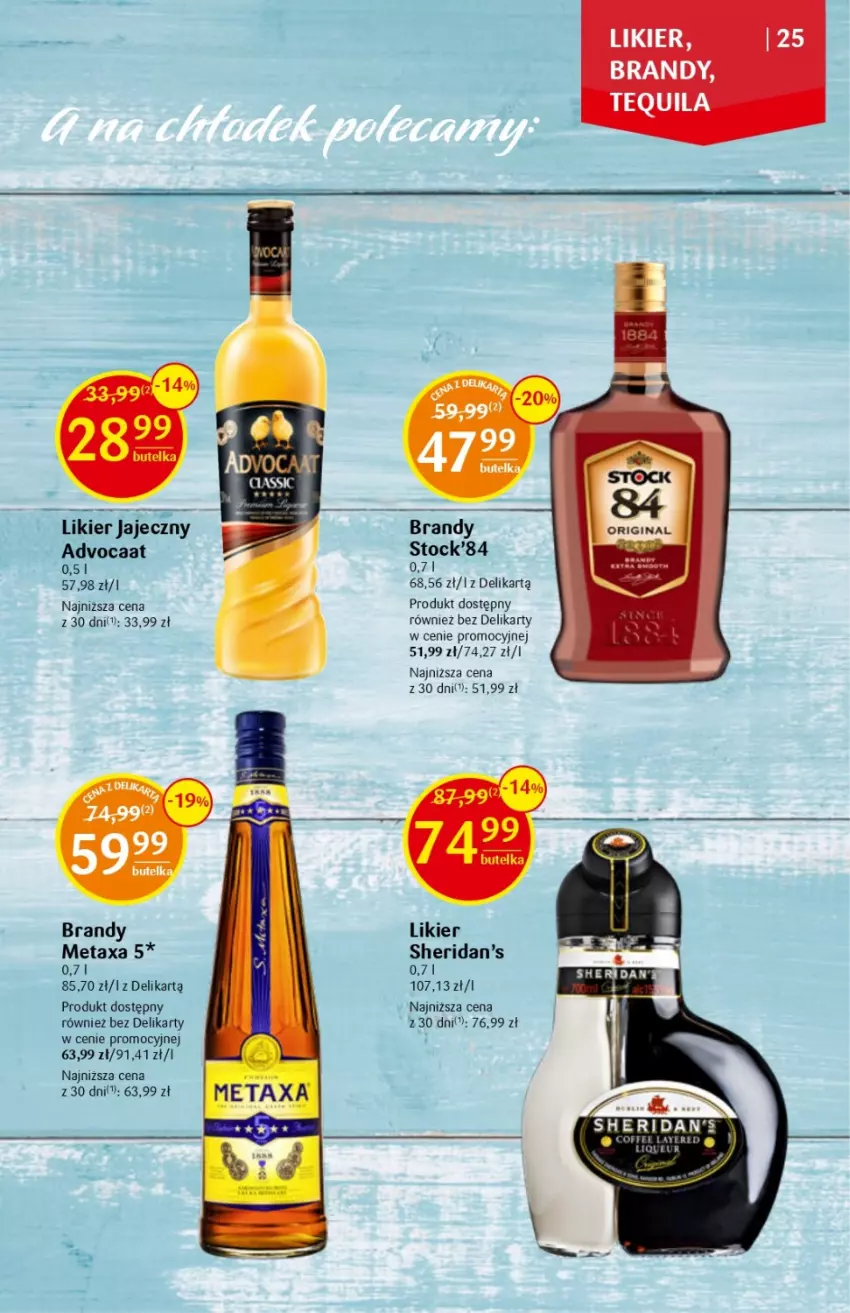 Gazetka promocyjna Delikatesy Centrum - DeliBarek DC10/DC11 - ważna 09.03 do 22.03.2023 - strona 25 - produkty: Advocaat, Brandy, Likier, Likier jajeczny, Metaxa, Sheridan's, Stock, Tequila