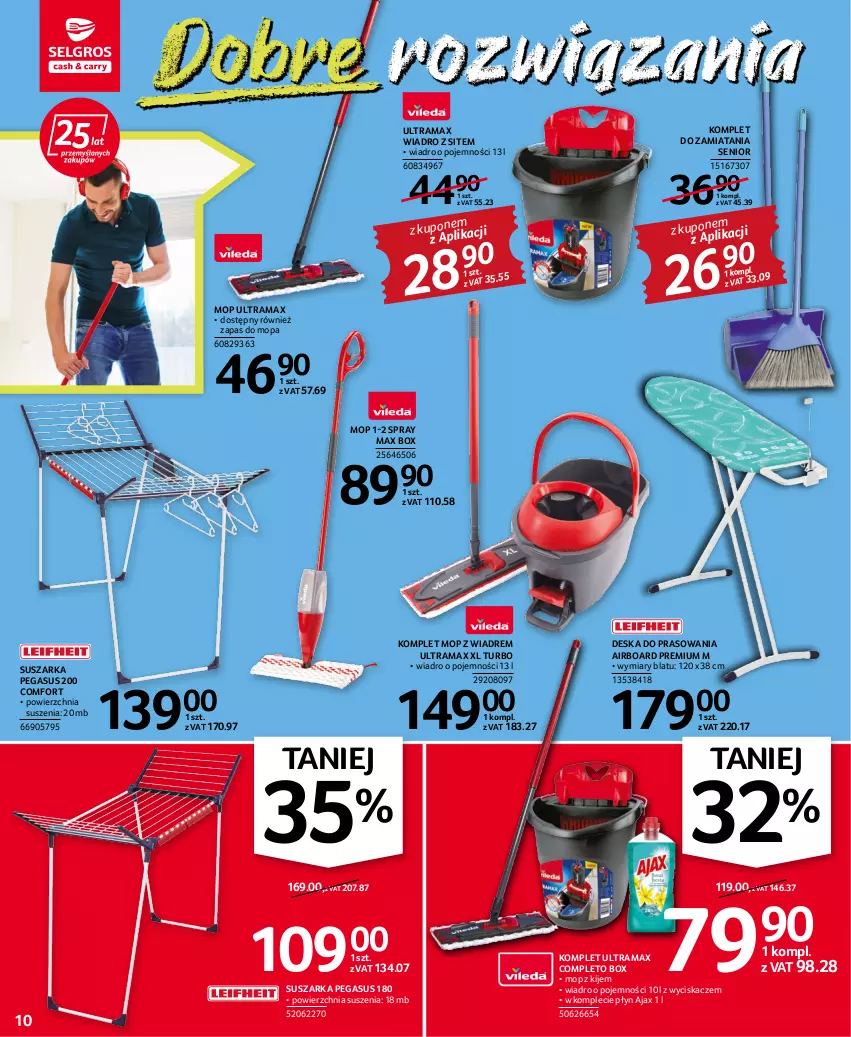 Gazetka promocyjna Selgros - Oferta przemysłowa - ważna 20.10 do 02.11.2022 - strona 10 - produkty: Ajax, Asus, Deska do prasowania, Kije, Mop, Rama, Suszarka, Wiadro