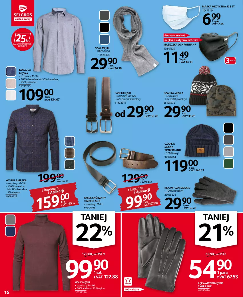 Gazetka promocyjna Selgros - Oferta przemysłowa - ważna 20.10 do 02.11.2022 - strona 16 - produkty: Czapka, Kosz, Koszula, Maska, Maska medyczna, Pasek, Pasek męski, Szal, Wełna