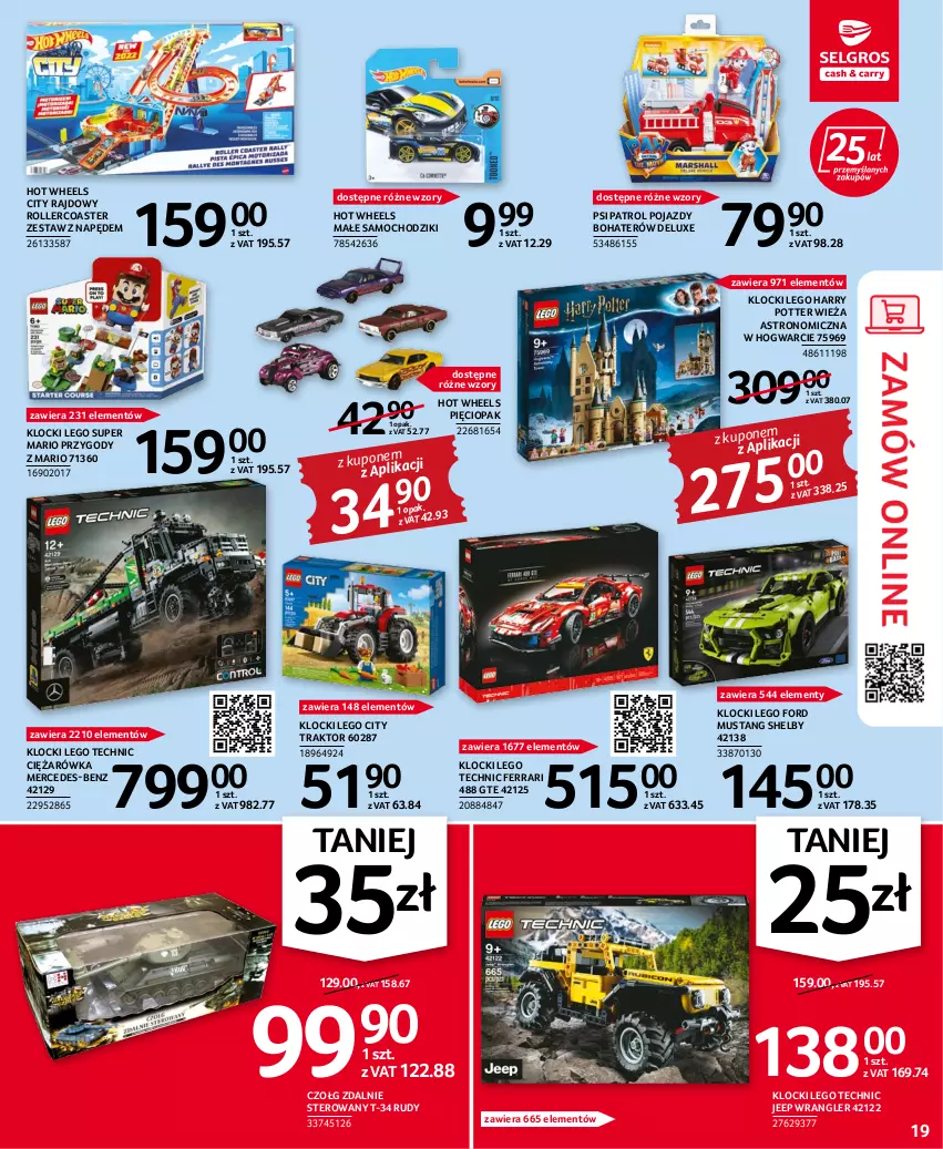 Gazetka promocyjna Selgros - Oferta przemysłowa - ważna 20.10 do 02.11.2022 - strona 19 - produkty: Chodzik, Harry Potter, Hot Wheels, Klocki, LEGO, LEGO City, LEGO Harry Potter, LEGO Technic, Mus, Pojazd, Psi Patrol, Roller, Samochodziki, Traktor