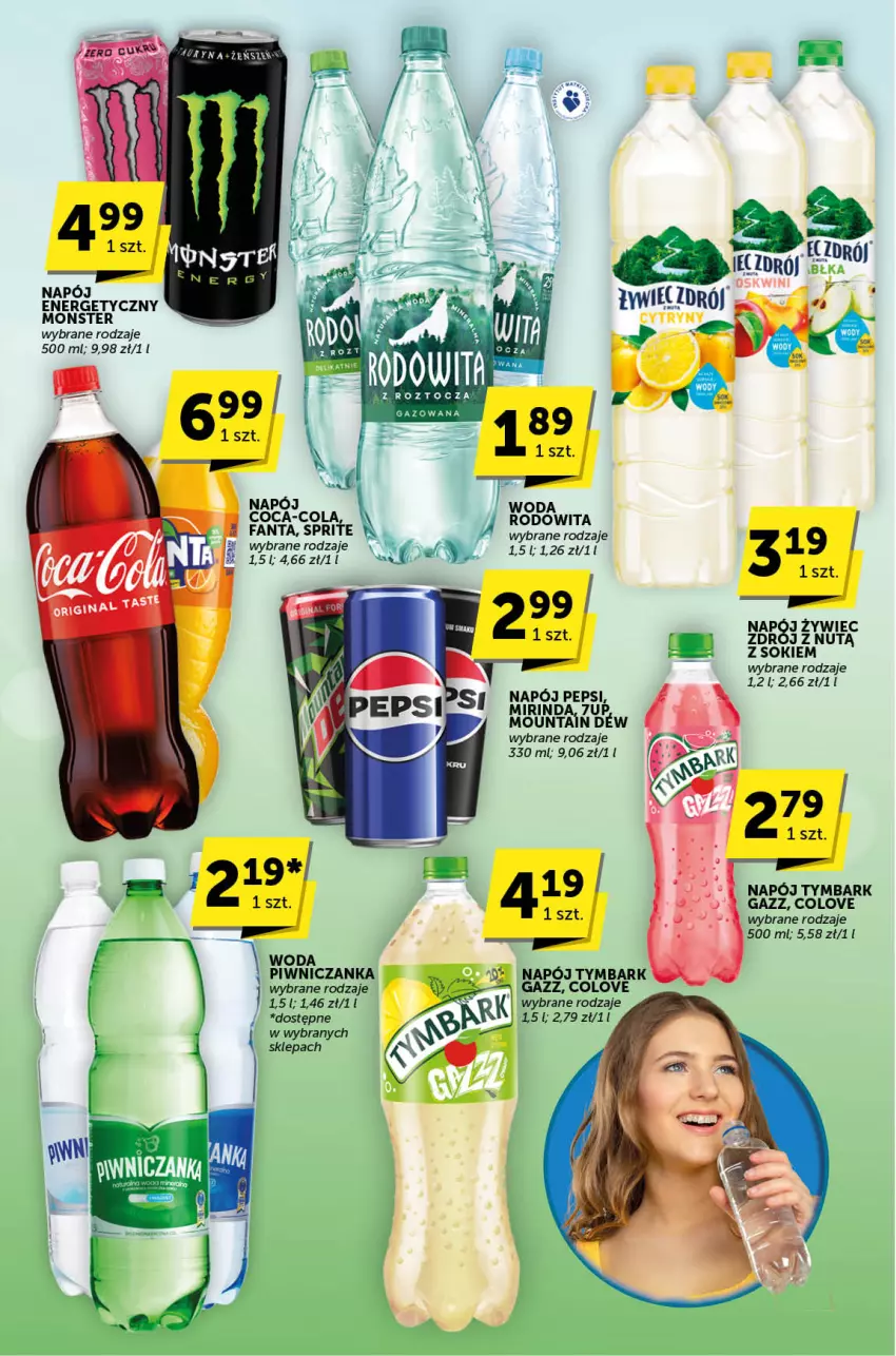 Gazetka promocyjna ABC - ważna 18.04 do 30.04.2024 - strona 25 - produkty: 7up, Coca-Cola, Fa, Fanta, Mirinda, Napój, Napój energetyczny, Pepsi, Sok, Sprite, Tymbark, Woda