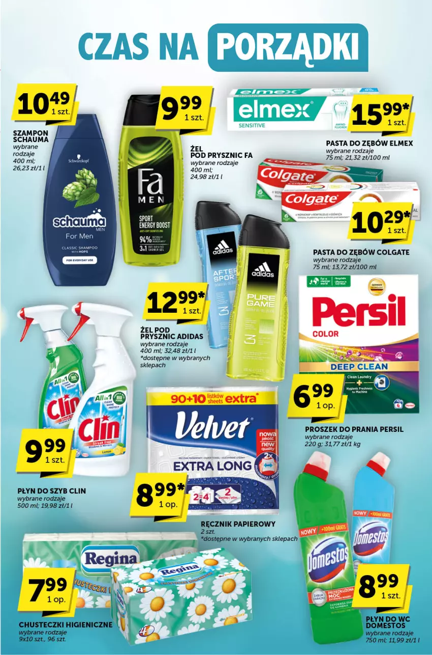 Gazetka promocyjna ABC - ważna 18.04 do 30.04.2024 - strona 29 - produkty: Adidas, Chusteczki, Clin, Colgate, Domestos, Elmex, Fa, LG, Papier, Pasta do zębów, Persil, Płyn do szyb, Płyn do wc, Proszek do prania, Ręcznik, Szampon