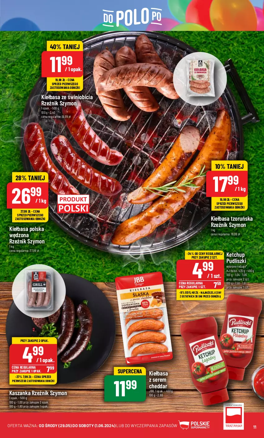 Gazetka promocyjna PoloMarket - Gazetka pomocyjna - ważna 29.05 do 04.06.2024 - strona 11 - produkty: BIC, Cheddar, Heinz, Kasza, Kaszanka, Ketchup, Kiełbasa, Pudliszki, Ser