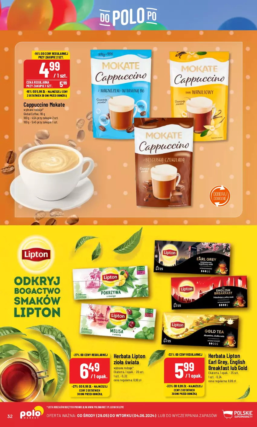 Gazetka promocyjna PoloMarket - Gazetka pomocyjna - ważna 29.05 do 04.06.2024 - strona 32 - produkty: Cappuccino, Earl Grey, Fa, Herbata, Lipton