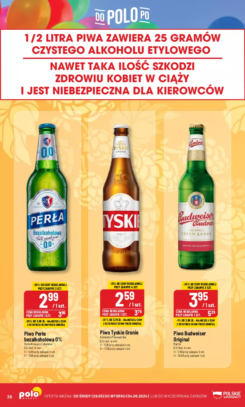 Gazetka promocyjna PoloMarket - Gazetka pomocyjna - ważna 29.05 do 04.06.2024 - strona 38 - produkty: Gin, Perła, Piwo, Ser, Tyskie