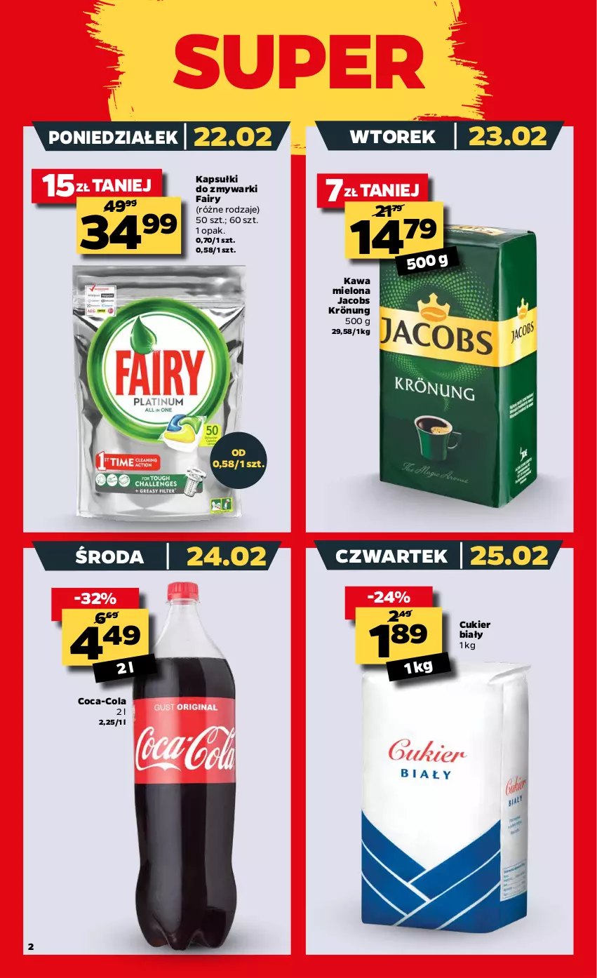 Gazetka promocyjna Netto - Oferta tygodnia - ważna 22.02 do 27.02.2021 - strona 2 - produkty: Coca-Cola, Cukier, Fa, Fairy, Jacobs, Jacobs Krönung, Kawa, Kawa mielona, Zmywarki