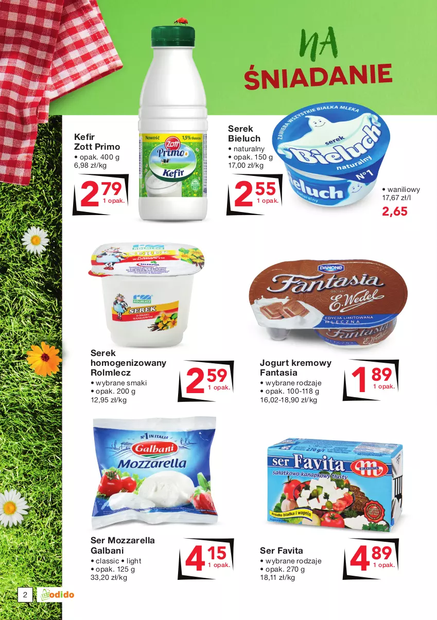 Gazetka promocyjna Odido - Super Oferty! - ważna 29.07 do 11.08.2022 - strona 2 - produkty: Bieluch, Fa, Fanta, Favita, Galbani, Jogurt, Kefir, Mozzarella, Rolmlecz, Ser, Serek, Serek homogenizowany, Zott, Zott Primo