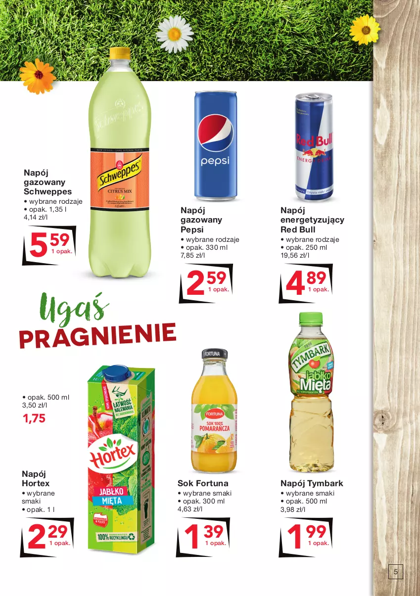 Gazetka promocyjna Odido - Super Oferty! - ważna 29.07 do 11.08.2022 - strona 5 - produkty: Fortuna, Hortex, Napój, Napój gazowany, Pepsi, Red Bull, Schweppes, Sok, Tymbark