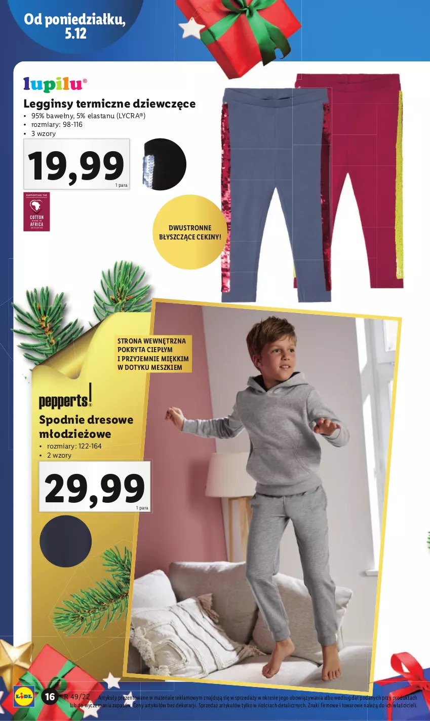 Gazetka promocyjna Lidl - GAZETKA - ważna 05.12 do 11.12.2022 - strona 16 - produkty: Dres, Gin, Legginsy, Spodnie, Spodnie dresowe