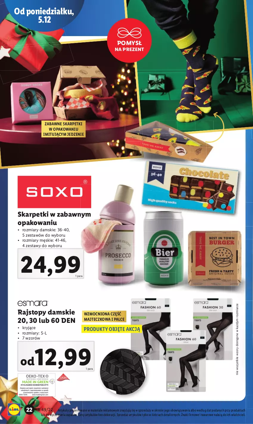 Gazetka promocyjna Lidl - GAZETKA - ważna 05.12 do 11.12.2022 - strona 22 - produkty: Karp, Rajstopy, Skarpetki, Top