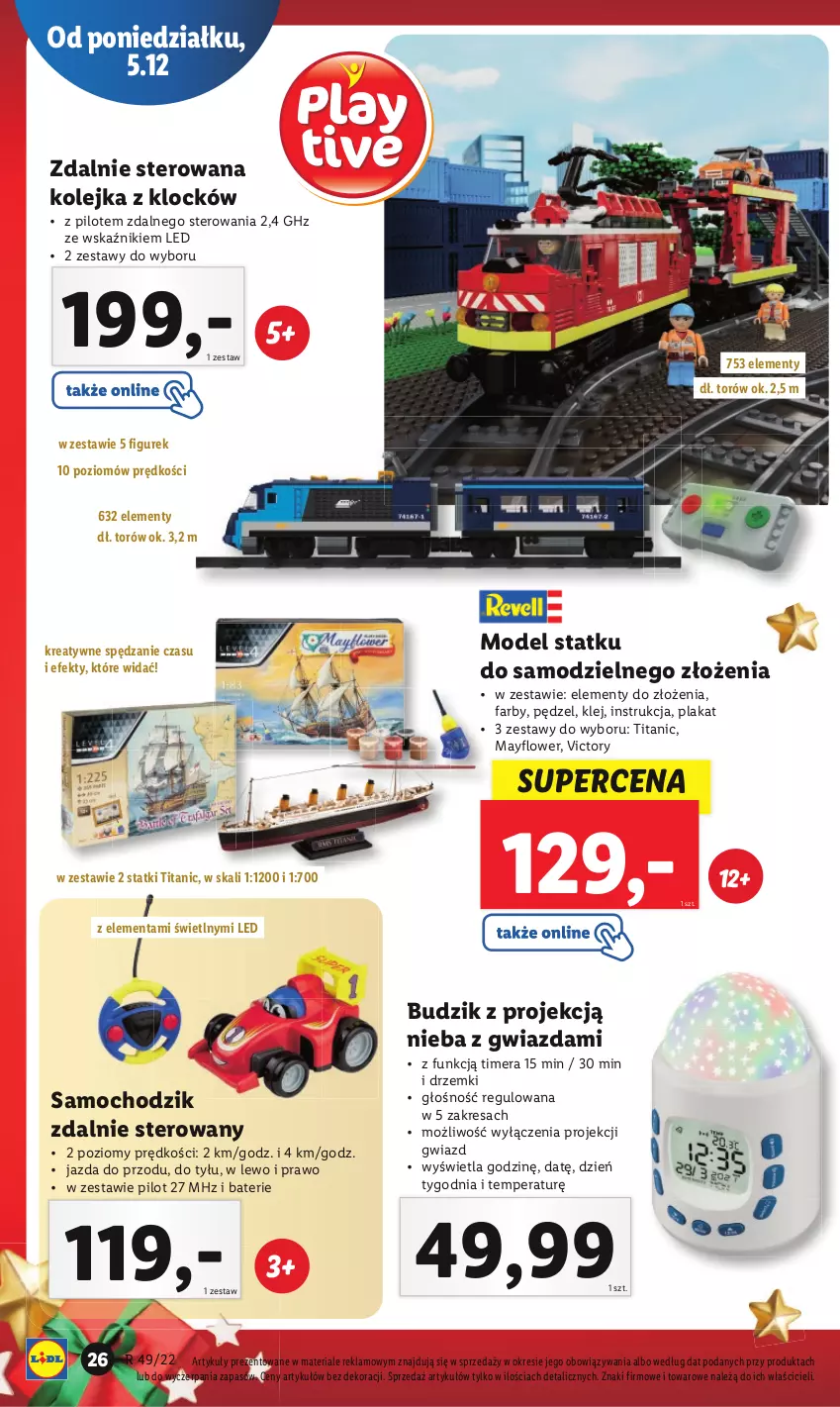 Gazetka promocyjna Lidl - GAZETKA - ważna 05.12 do 11.12.2022 - strona 26 - produkty: Budzik, Chodzik, Fa, Gwiazda, Klej, Kolejka, Olej