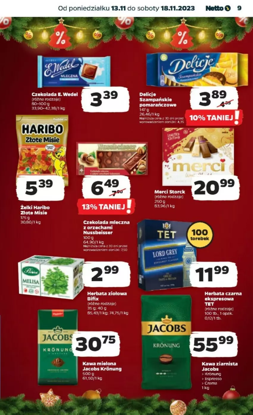 Gazetka promocyjna Netto - ważna 13.11 do 18.11.2023 - strona 25 - produkty: Czekolada, Czekolada mleczna, Delicje, Haribo, Jacobs, Kawa, Kawa ziarnista, Merci