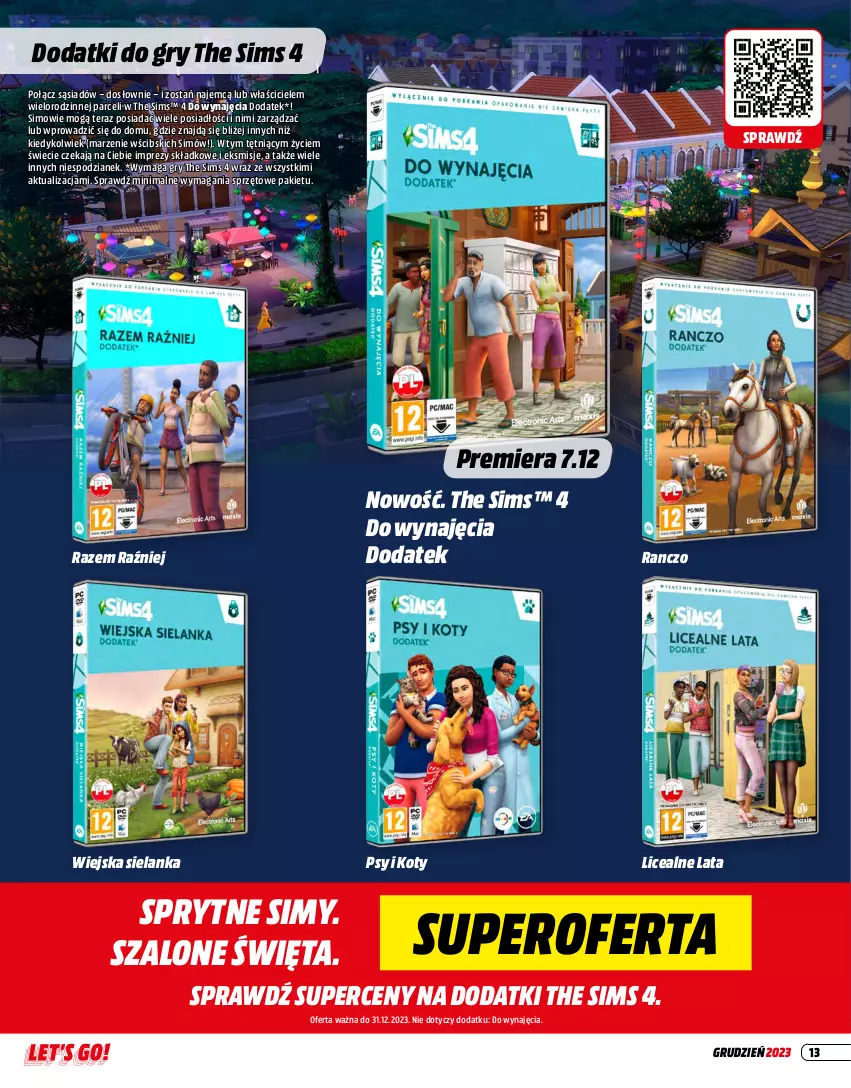 Gazetka promocyjna Media Markt - Gazetka Media Markt - ważna 01.12 do 31.12.2023 - strona 13 - produkty: Gry, Szal, Tera, The Sims