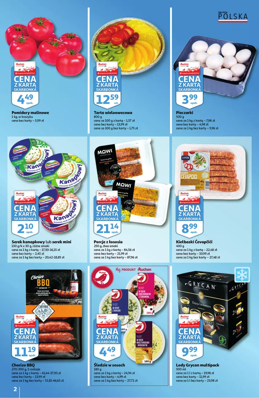 Gazetka promocyjna Auchan - Skarbonka #23 - ważna 10.06 do 16.06.2021 - strona 2 - produkty: Gra, Kosz, Mus, Piec, Pomidory, Por, Ser, Serek, Serek kanapkowy, Sos, Tarta