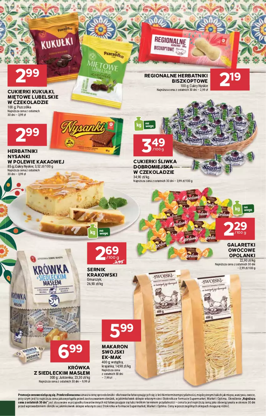 Gazetka promocyjna Stokrotka - Supermarket - ważna 26.03 do 01.04.2026 - strona 28 - produkty: Cukier, Cukierki, Gala, Galaretki, Herbatniki, Jutrzenka, Kakao, Lanki, Makaron, Mięso, Optima, Owoce, Sanki, Ser, Warzywa, Wstążka
