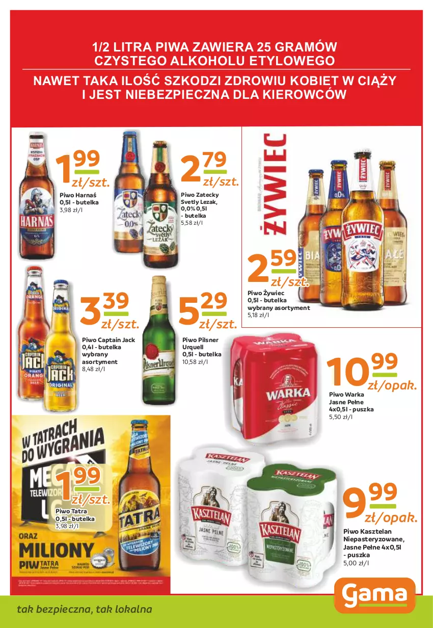 Gazetka promocyjna Gama - Gazetka Gama - ważna 02.09 do 13.09.2021 - strona 11 - produkty: Captain Jack, Gra, Harnaś, Kasztelan, Piec, Pilsner Urquell, Piwa, Piwo, Tatra, Warka