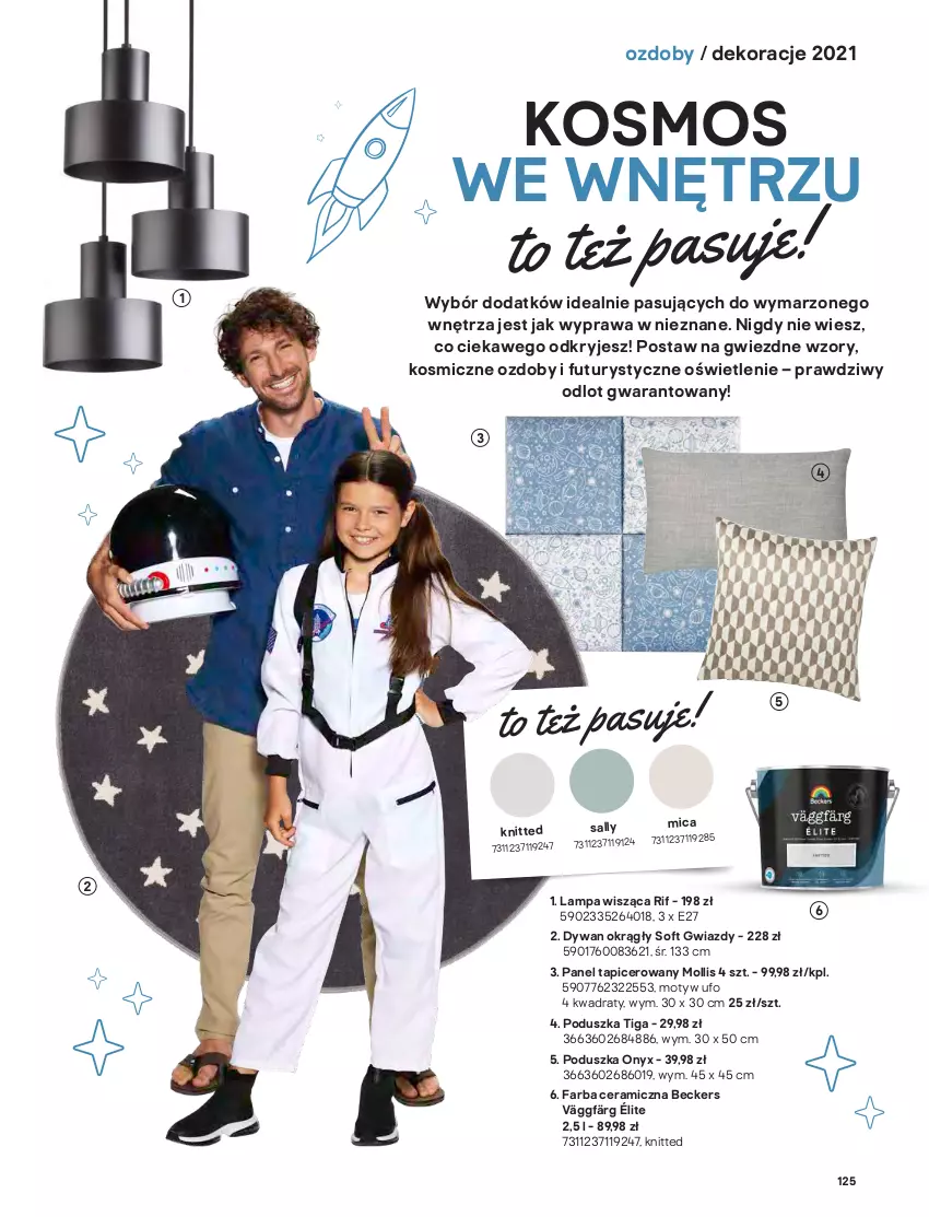 Gazetka promocyjna Castorama - Katalog Dekoracje 2021 - ważna 01.10 do 31.12.2021 - strona 125 - produkty: Beckers, Dywan, Fa, Farba ceramiczna, Lampa, Lampa wisząca, Obraz, Pasek, Poduszka