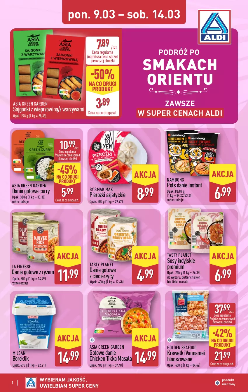 Gazetka promocyjna Aldi - Podróż po smakach - Orient - ważna 09.03 do 14.03.2026 - strona 1 - produkty: Danie gotowe, Golden Seafood, Krewetki, Ryż, Sajgonki, Sos, Warzywa