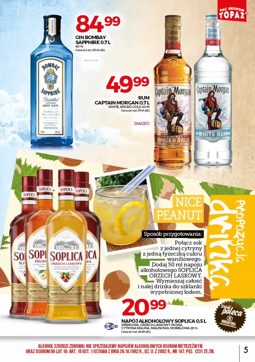 Gazetka promocyjna Topaz - Gazetka - ważna 01.06 do 30.06.2021 - strona 5 - produkty: Captain Morgan, Cytryny, Gin, Inka, Lanki, Napój, Rum, Sok, Soplica