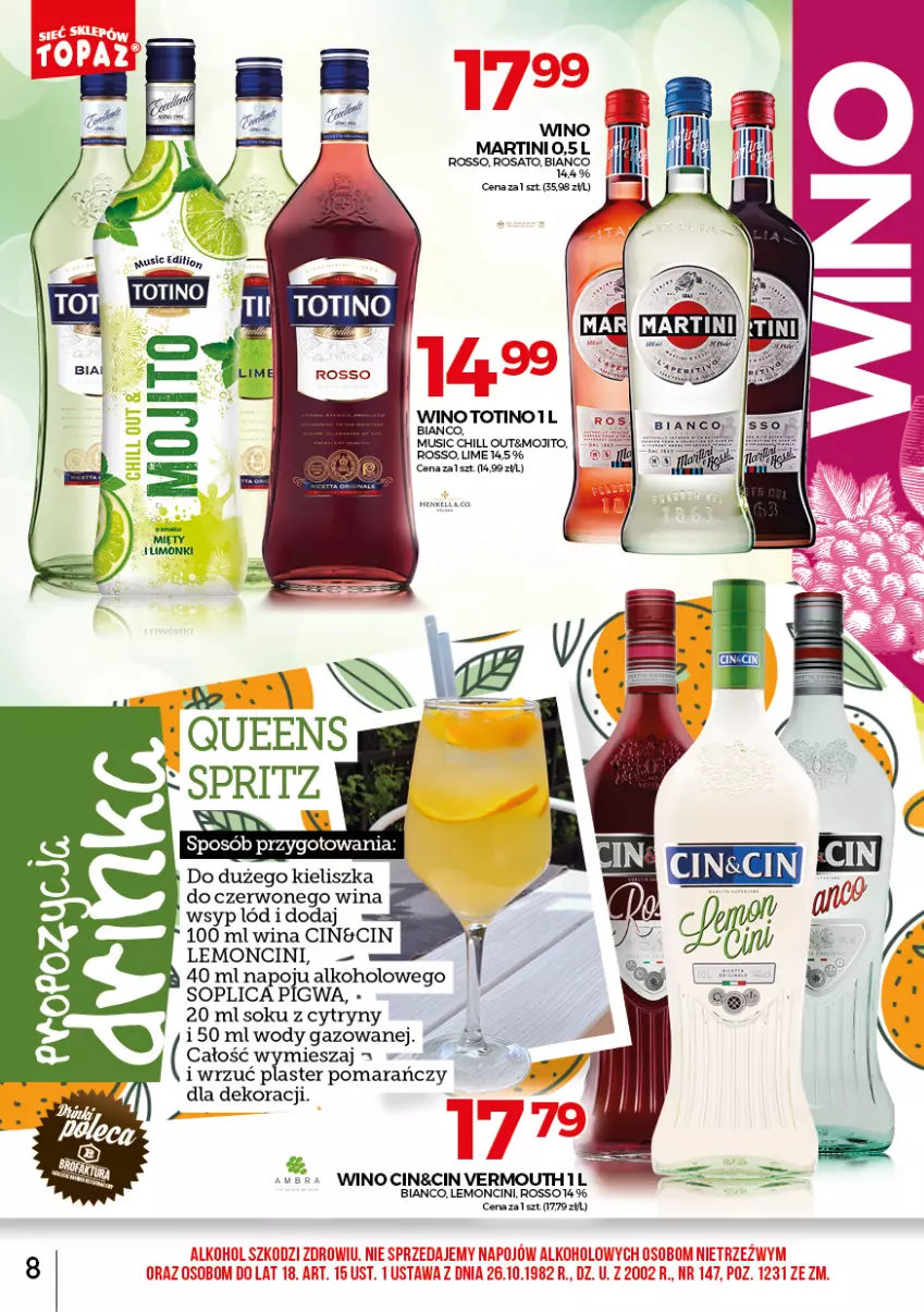 Gazetka promocyjna Topaz - Gazetka - ważna 01.06 do 30.06.2021 - strona 7 - produkty: Cytryny, Martini, Mus, Sok, Soplica, Vermouth, Wino