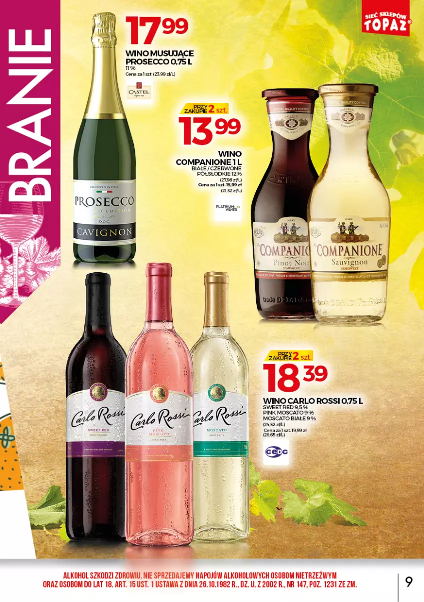 Gazetka promocyjna Topaz - Gazetka - ważna 01.06 do 30.06.2021 - strona 8 - produkty: AniOne, Carlo Rossi, Mus, Prosecco, Wino, Wino musujące