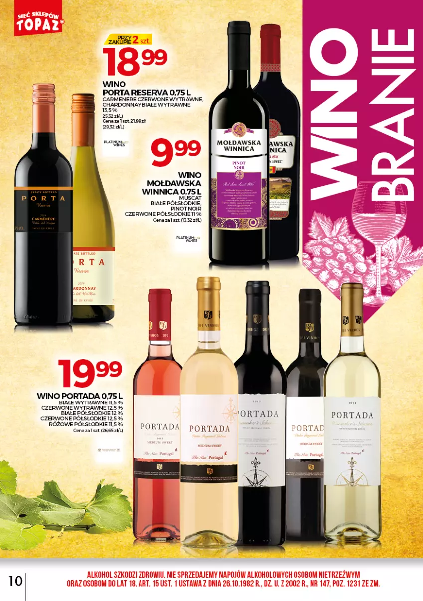 Gazetka promocyjna Topaz - Gazetka - ważna 01.06 do 30.06.2021 - strona 9 - produkty: Chardonnay, Mus, Por, Portada, Ser, Wino