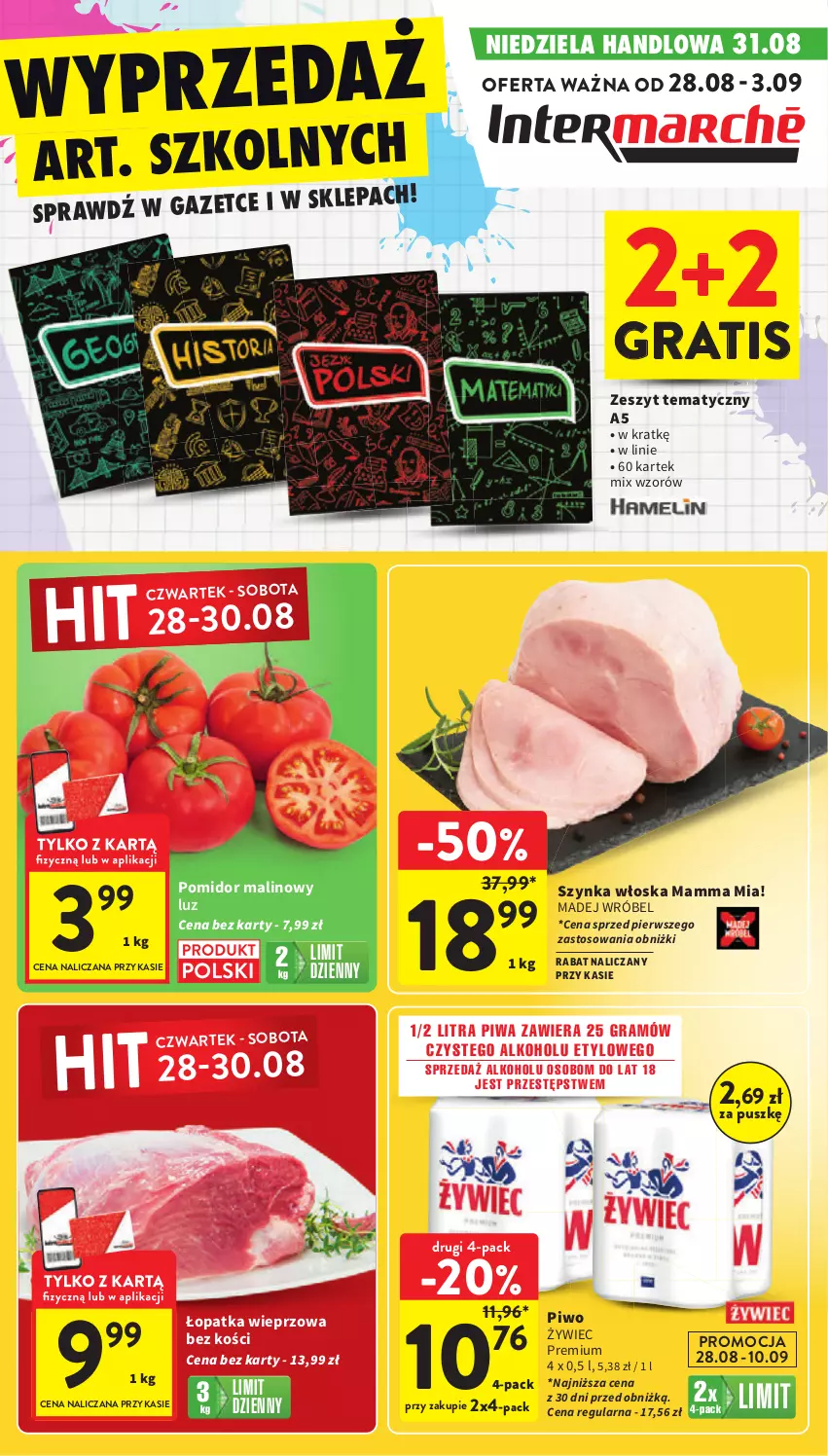 Gazetka promocyjna Intermarche - Gazetka Intermarche - ważna 28.08 do 03.09.2025 - strona 1 - produkty: Gra, Madej Wróbel, Piwa, Piwo, Pomidor malinowy, Szynka