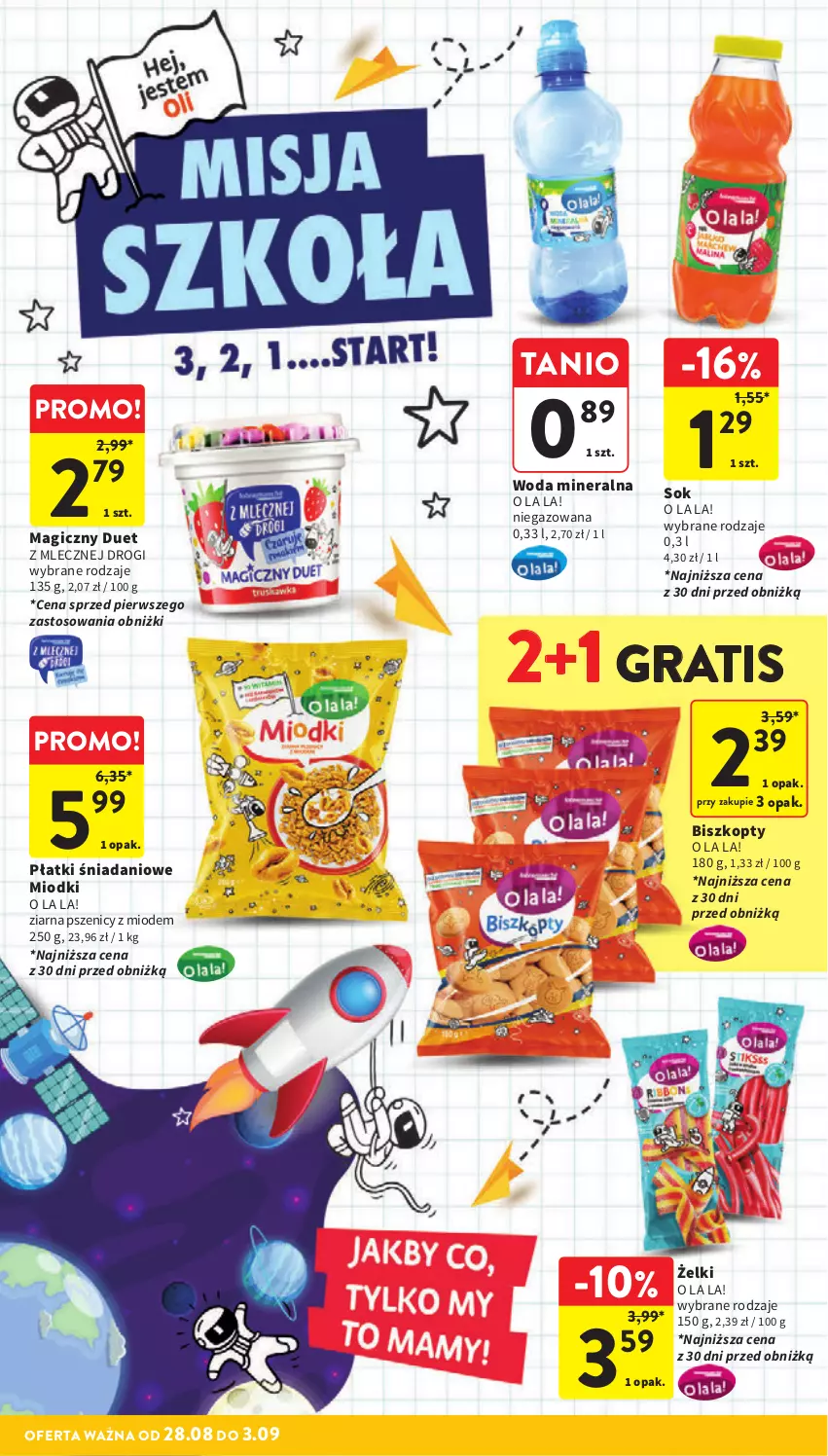Gazetka promocyjna Intermarche - Gazetka Intermarche - ważna 28.08 do 03.09.2025 - strona 12 - produkty: Biszkopty, Danio, Gra, Sok, Woda, Woda mineralna