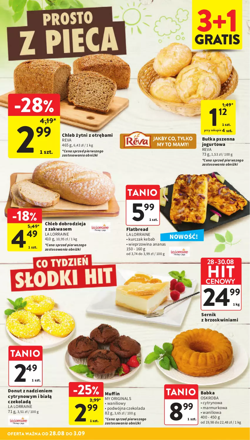 Gazetka promocyjna Intermarche - Gazetka Intermarche - ważna 28.08 do 03.09.2025 - strona 26 - produkty: Ananas, Babka, Bułka, Chleb, Czekolada, Donut, Gin, Gra, Jogurt, Kebab, Kurczak, Ser, Wieprzowina