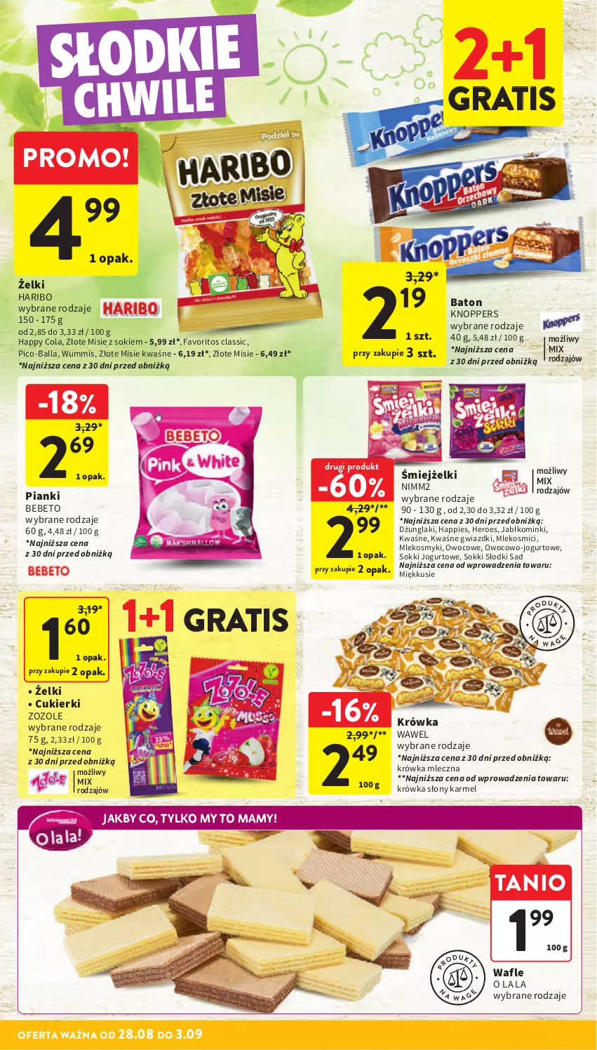 Gazetka promocyjna Intermarche - Gazetka Intermarche - ważna 28.08 do 03.09.2025 - strona 30 - produkty: Baton, Cukier, Cukierki, Fa, Gra, Haribo, Jogurt, Knoppers, Mleko, Nimm2, Pico-Balla, Sok, Wafle, Wawel