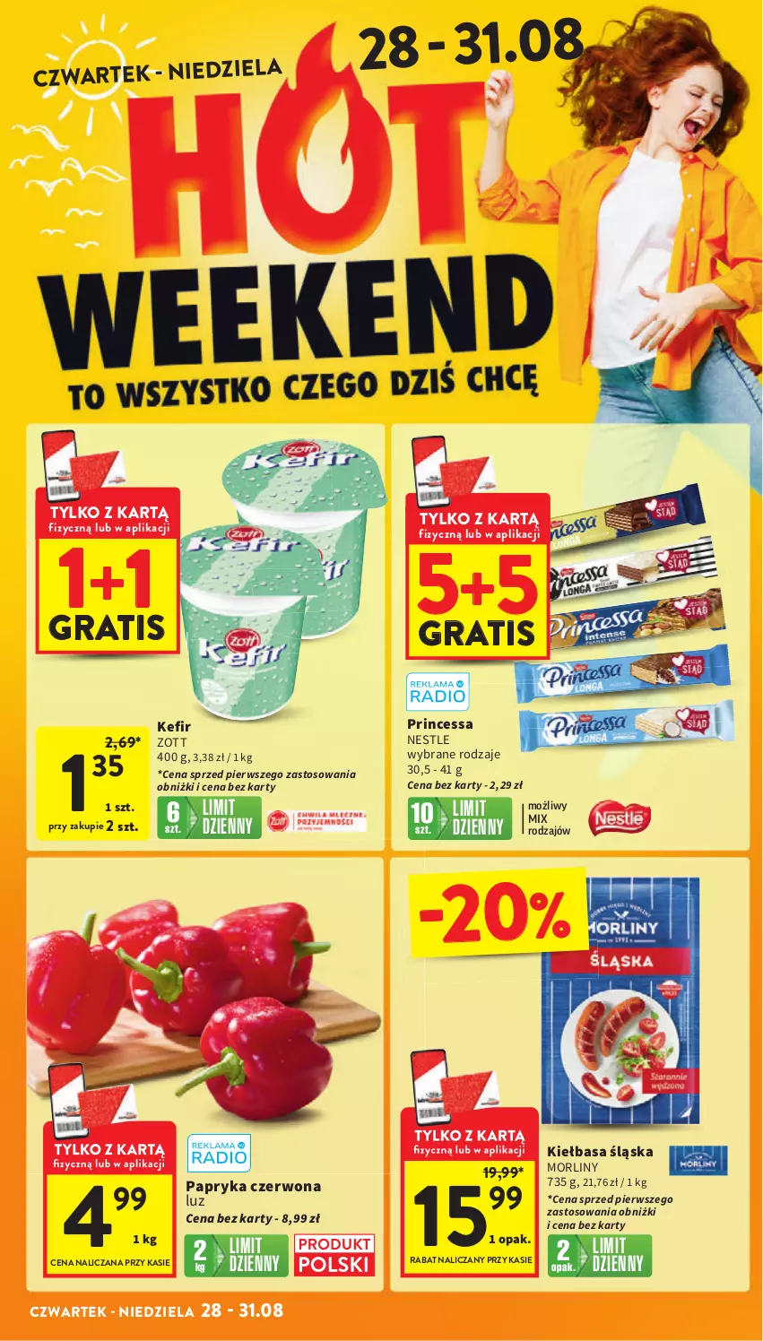 Gazetka promocyjna Intermarche - Gazetka Intermarche - ważna 28.08 do 03.09.2025 - strona 4 - produkty: Gra, Kefir, Kiełbasa, Kiełbasa śląska, Morliny, Papryka, Papryka czerwona, Princessa, Zott