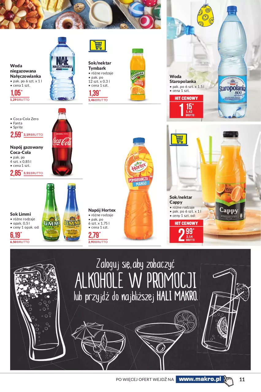 Gazetka promocyjna Makro - [Oferta promocyjna] Artykuły spożywcze - ważna 23.03 do 03.04.2021 - strona 11 - produkty: Cappy, Coca-Cola, Fa, Fanta, Hortex, Nałęczowianka, Napój, Napój gazowany, Nektar, Sok, Sok Limmi, Sprite, Staropolanka, Tymbark, Woda, Woda niegazowana