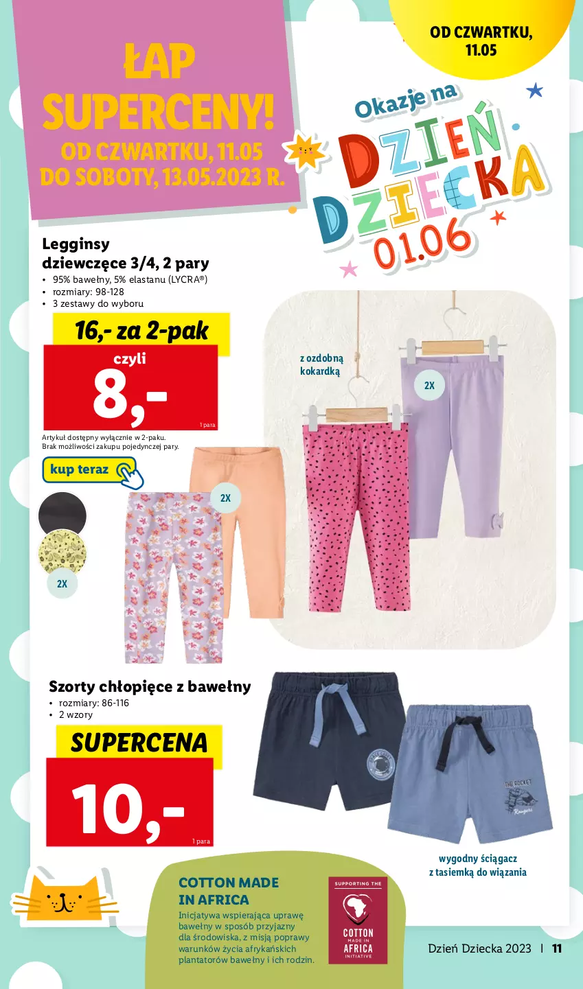 Gazetka promocyjna Lidl - KATALOG DZIEŃ DZIECKA - ważna 08.05 do 01.06.2023 - strona 11 - produkty: Gin, Legginsy, Szorty, Tera